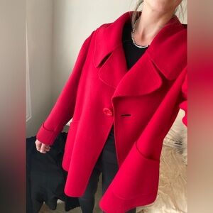 Ellen Tracy - Red Wool Angora Blend Coat - Size 16